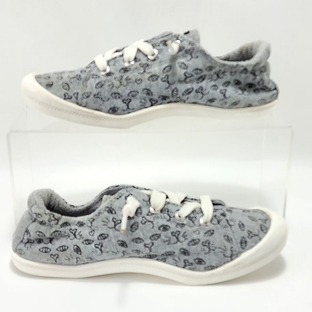 BOBS BY SKETCHERS - Slip-on sneakers, cats, gray/black, size 7.5 - Picture 2 of 10